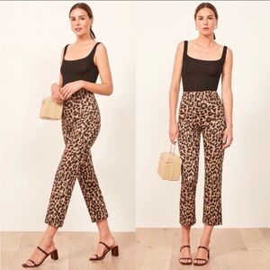 Reformation Marlon Pant in Leopard‎ Back Zip Has Stretch Cropped Style Size 18
